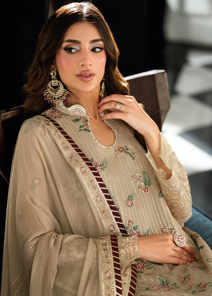 Maison d'or by Sahane Unstitched Embroidered Chiffon 3 Piece Suit CT-27005 CHAMPAGNE - Festive Collection