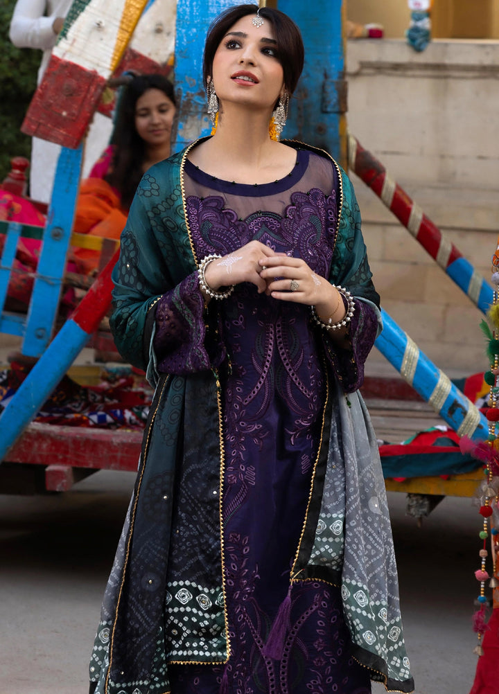 Bandhani by Al Zohaib Unstitched Embroidered Premium Lawn 3 Piece Suit AZ26UB D-8 - Summer Collection