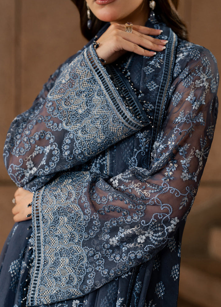 Lazawal by Lavish Premium Unstitched Embroidered Chiffon 3 Piece Suit LVP26UCL Sapphire Veil - Festive Collection