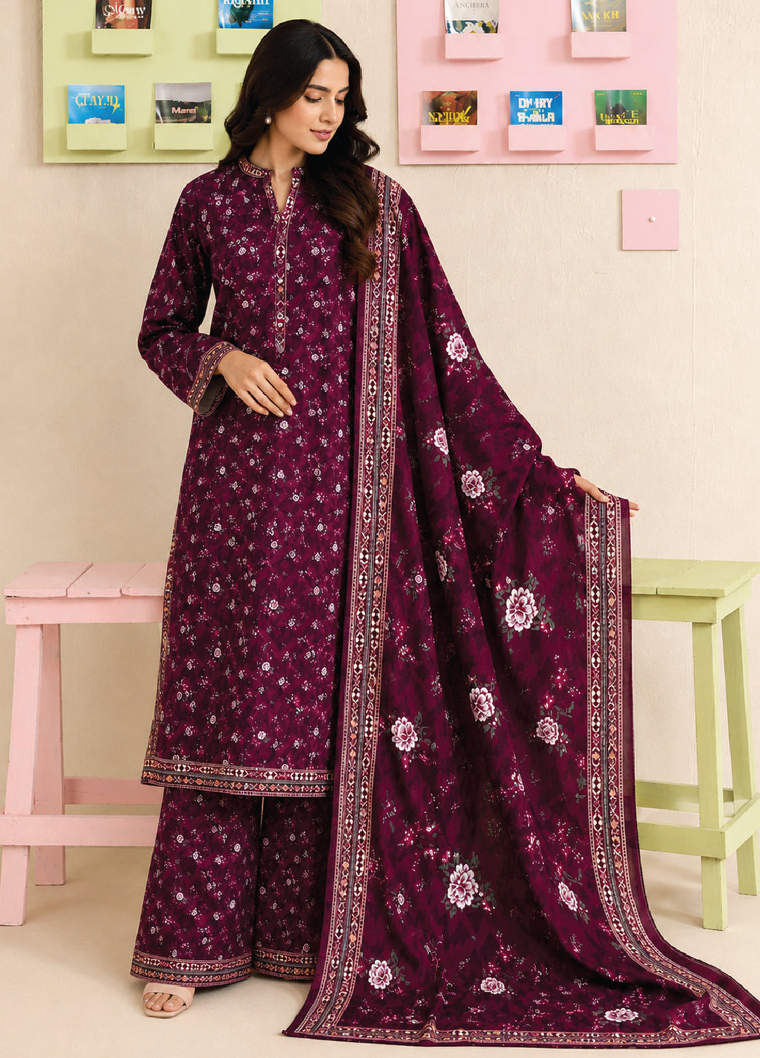 Bin Saeed Unstitched Printed Lawn Cotton 3 Piece Suit BS26UCL D-4 - Casual Collection