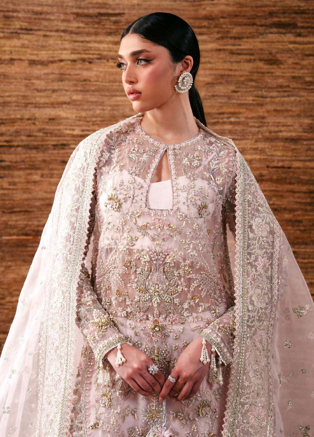 Starlet Jewels by Emaan Adeel Unstitched Embroidered Organza 3 Piece Suit EA26USF Pearl Essence - Festive Collection