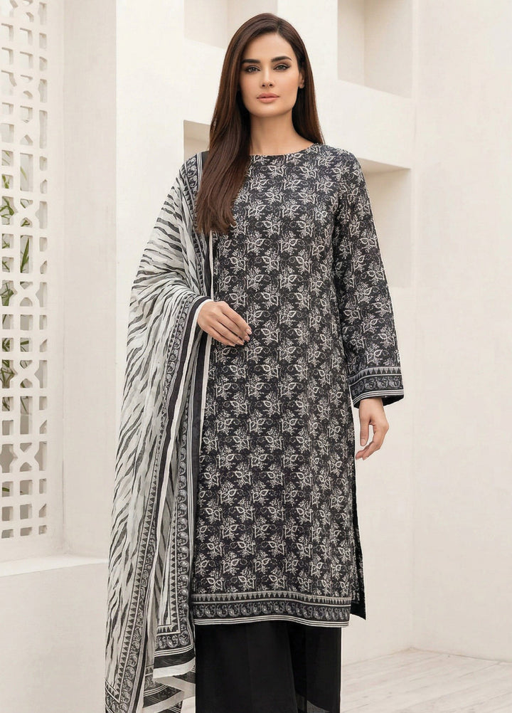 Black N White by Regalia Textiles Unstitched Printed Lawn 3 Piece Suit RG26ULBW D7 - Casual Collection