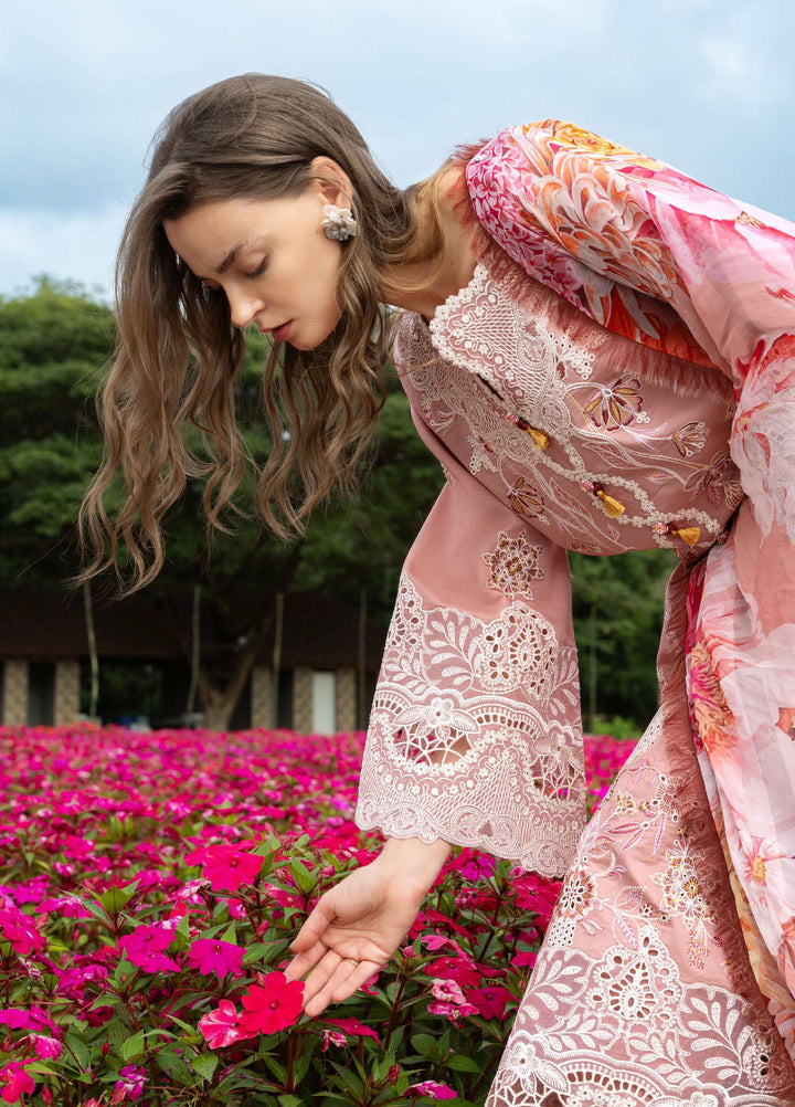 The Secret Garden by Mushq Hemline Unstitched Lawn 3 Piece Suit MU26USG D-16A Peach Blossom - Summer Collection