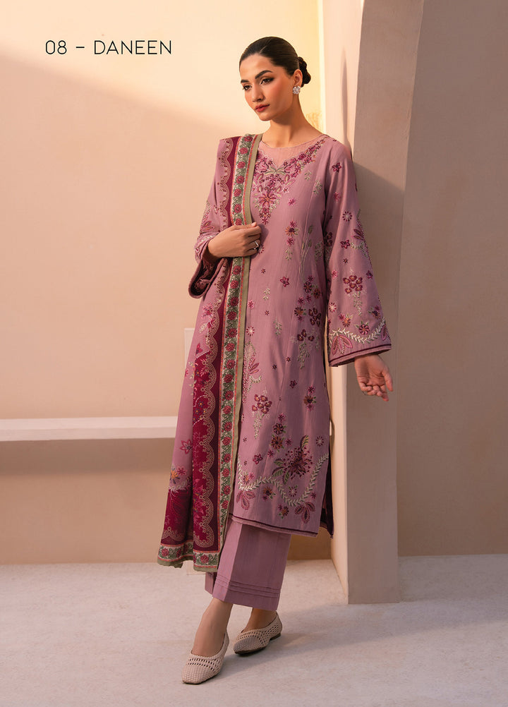 Xenia Unstitched Slub Khaddar Unstitched Embroidered Suits 3 Piece XE25SK D-08 Daneen - Winter Collection