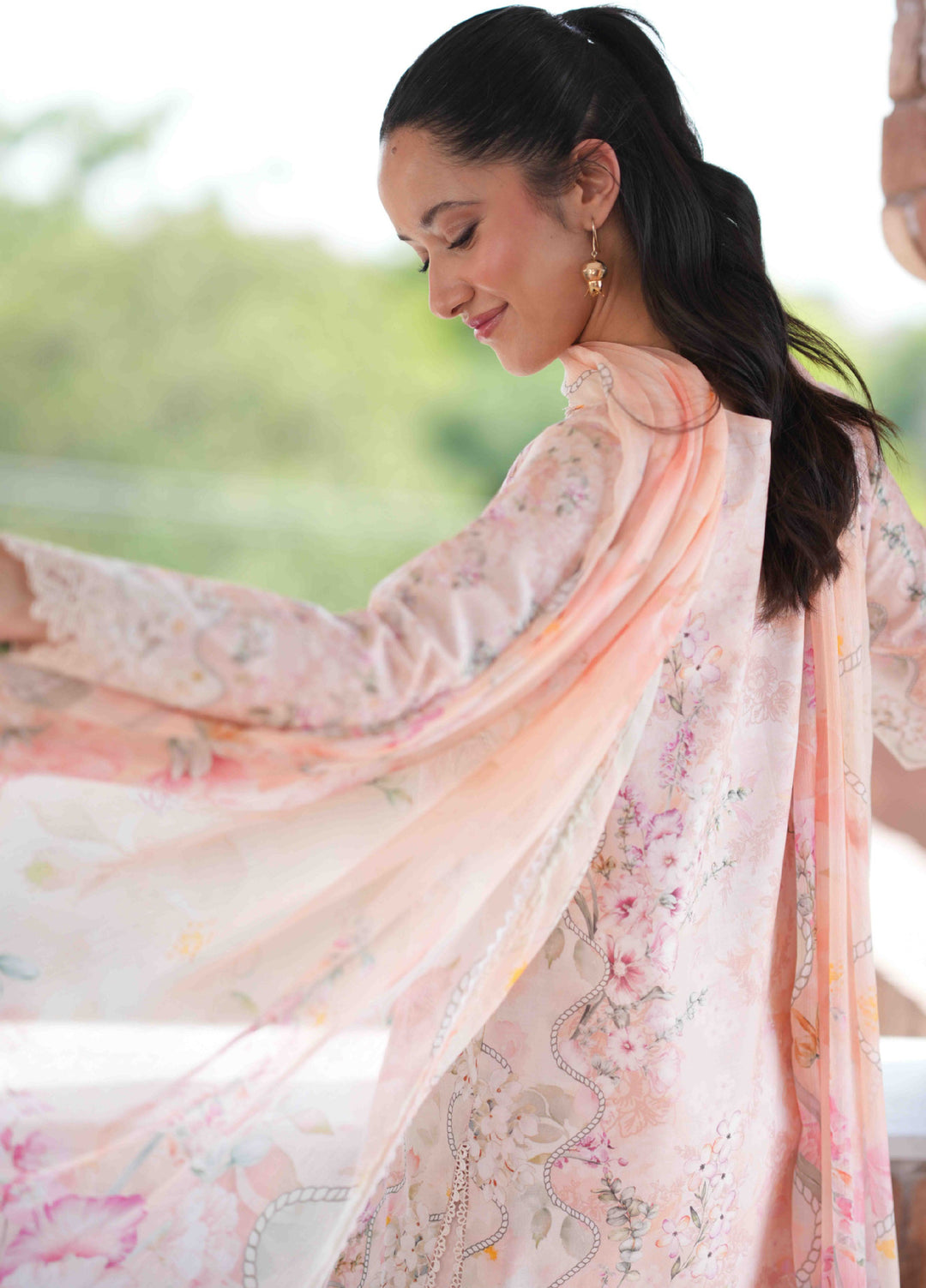 Summer Lines by Neeshay Unstitched Printed and Embroidered Lawn 3 Piece Suit NSH26ULS Peachline - Eid Collection