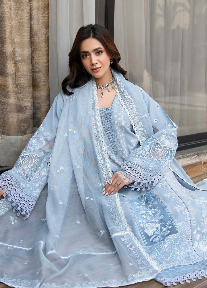 Aylin Unstitched Embroidered Luxury Lawn 3 Piece Suit AYL26UL D9 BlueBell Grace - Summer Collection