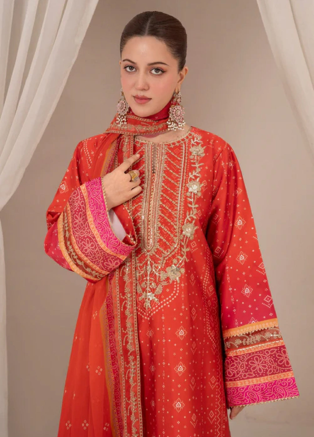 Bandhani by Chandan Nagri Women Pret Embroidered Silk 3 Piece Suit Darya - Formals Collection
