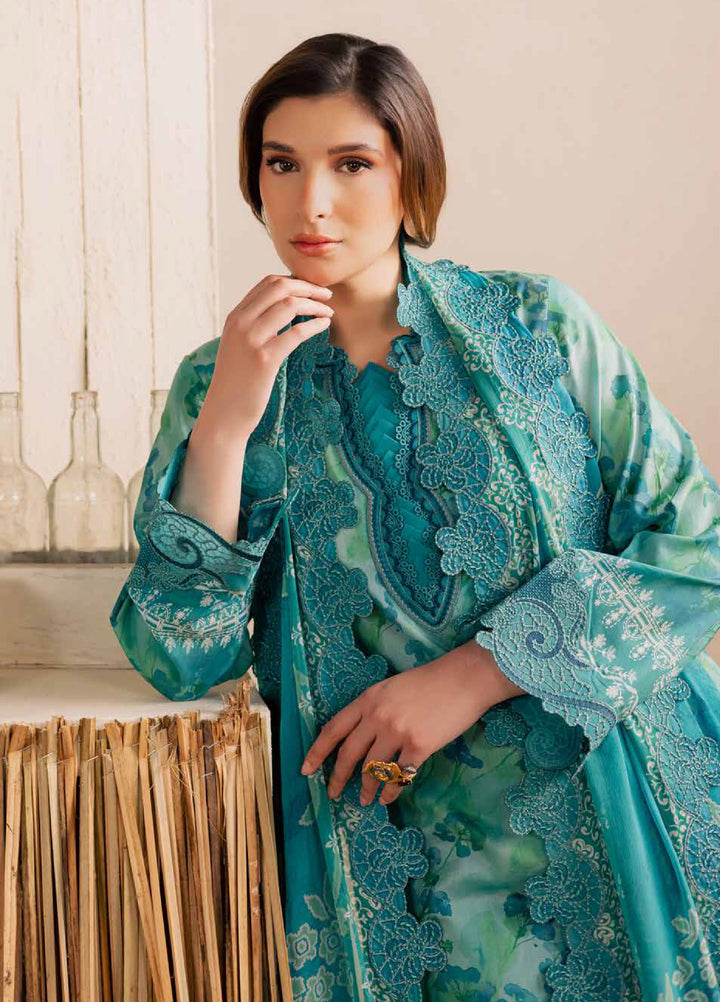 Gardenia by Nureh Unstitched Embroidered Lawn 3 Piece Suit NU26ULG NSG-221 - Summer Collection