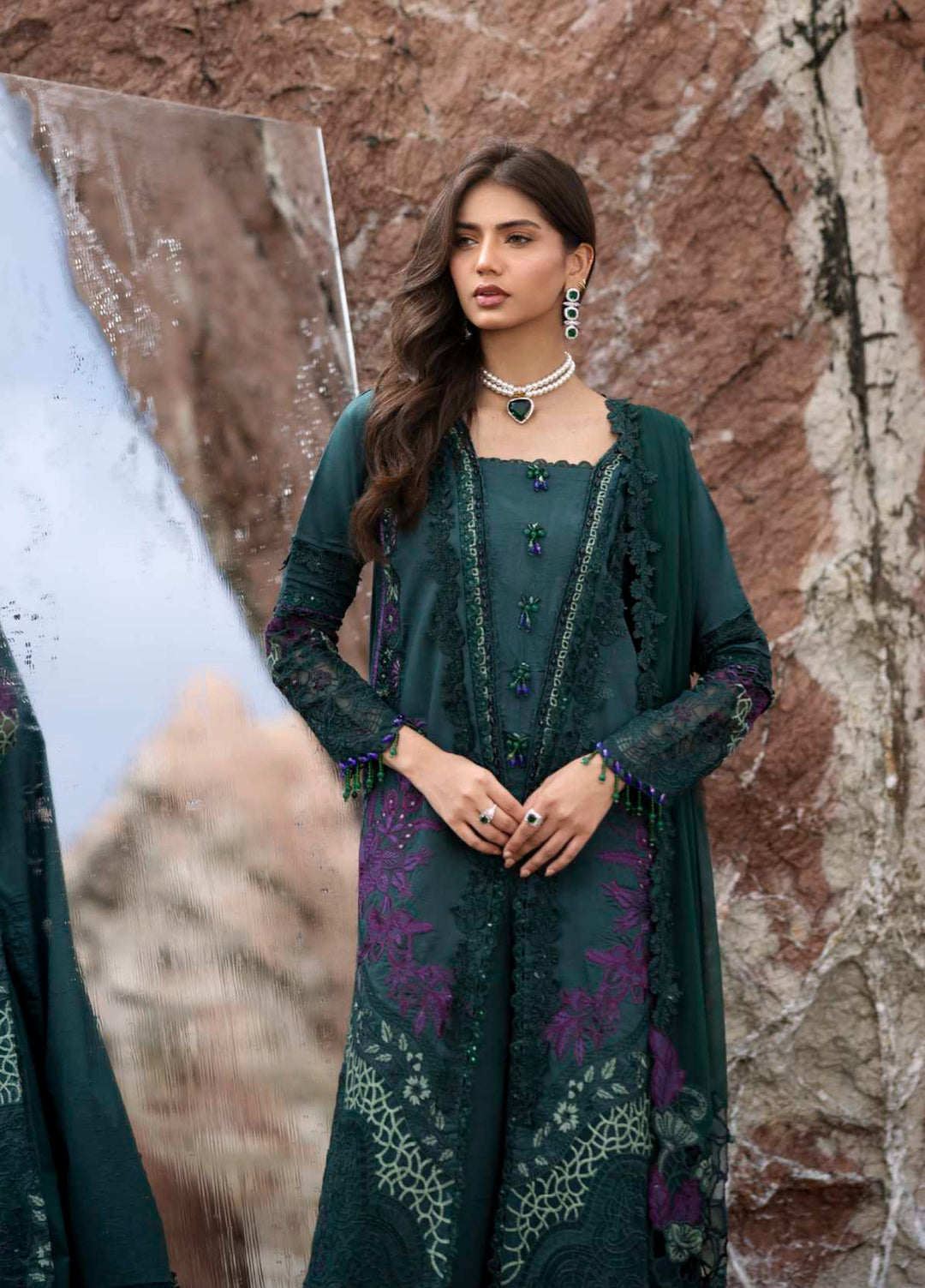 Mahiymaan by Al Zohaib Unstitched Embroidered Luxury Lawn 3 Piece Suit AZ26UM D-9 - Festive Collection