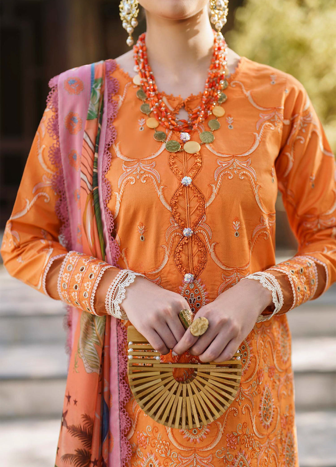 Shurooq Unstitched Luxury Lawn Embroidered 3 Piece SQ25 D-08 Dawn - Festive Collection