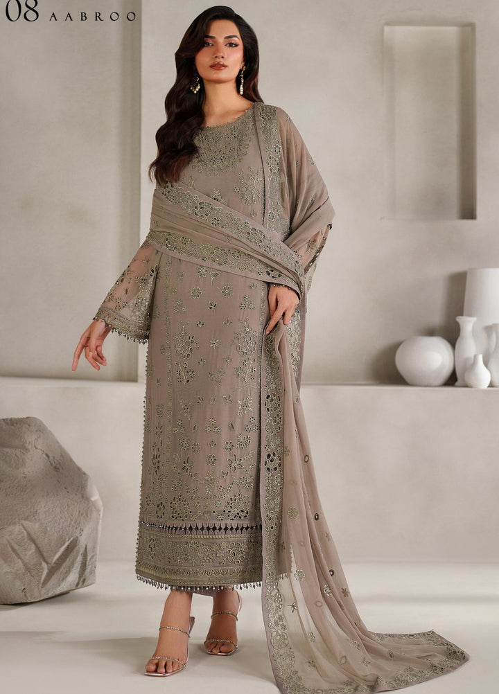 Muse Thread by Zarif Unstitched Chiffon Embroidered Suits 3 Piece ZRF25MT 08 AABROO - Festive Collection