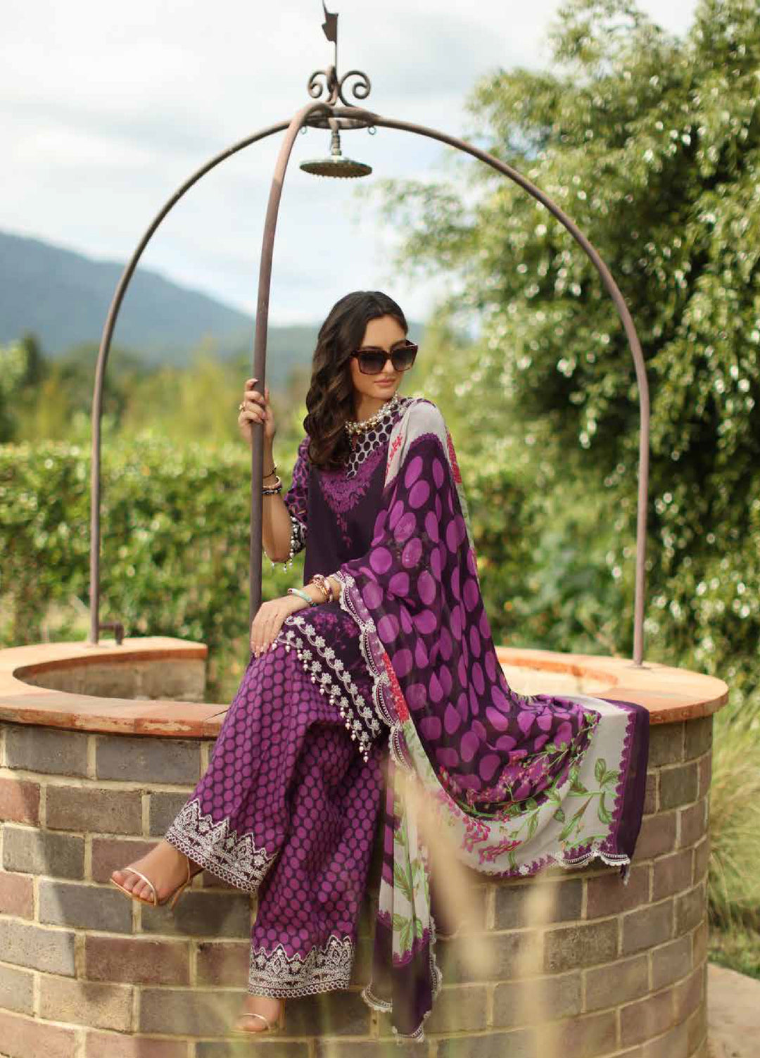 Combination by Charizma Unstitched Embroidered Luxury Lawn 3 Piece Suit CHR26UC CC6-05 - Summer Collection