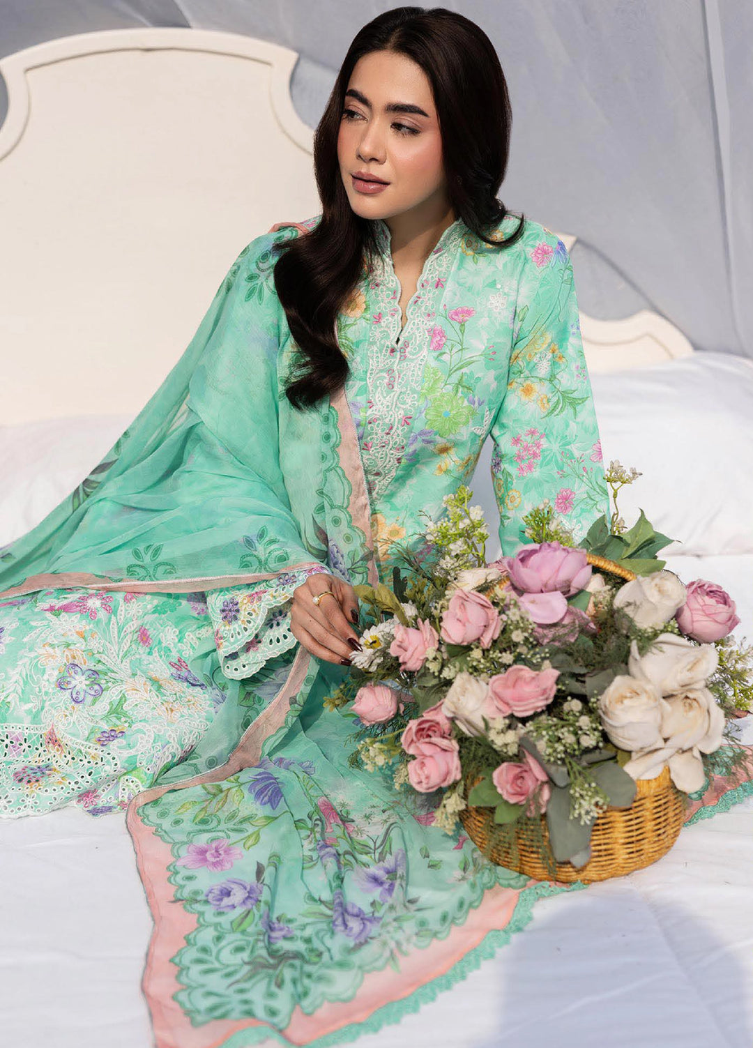 Summer Printkari Exclusive by RajBari Unstitched Embroidered Lawn 3 Piece Suit RB26USP D-08 - Casual Collection