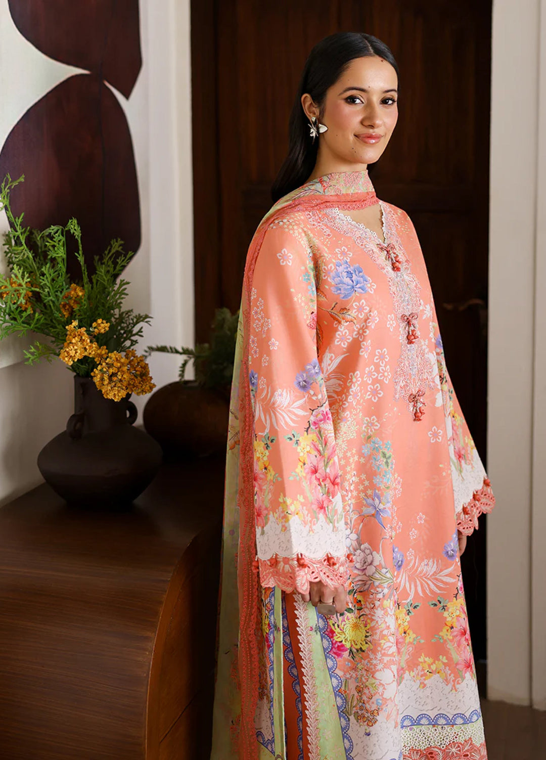 Sunlit Tales by Roheenaz Unstitched Embroidered Lawn 3 Piece Suit RN26ULS Blush tale RUNSS260710 - Lawn Collection