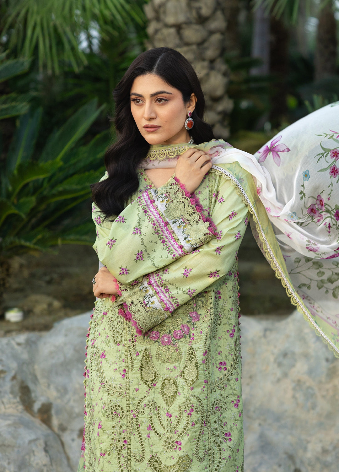 Elaf Premium Chikankari Unstitched Embroidered Lawn 3 Piece Suit EL26UPC ERC 2A HINA - Summer Collection