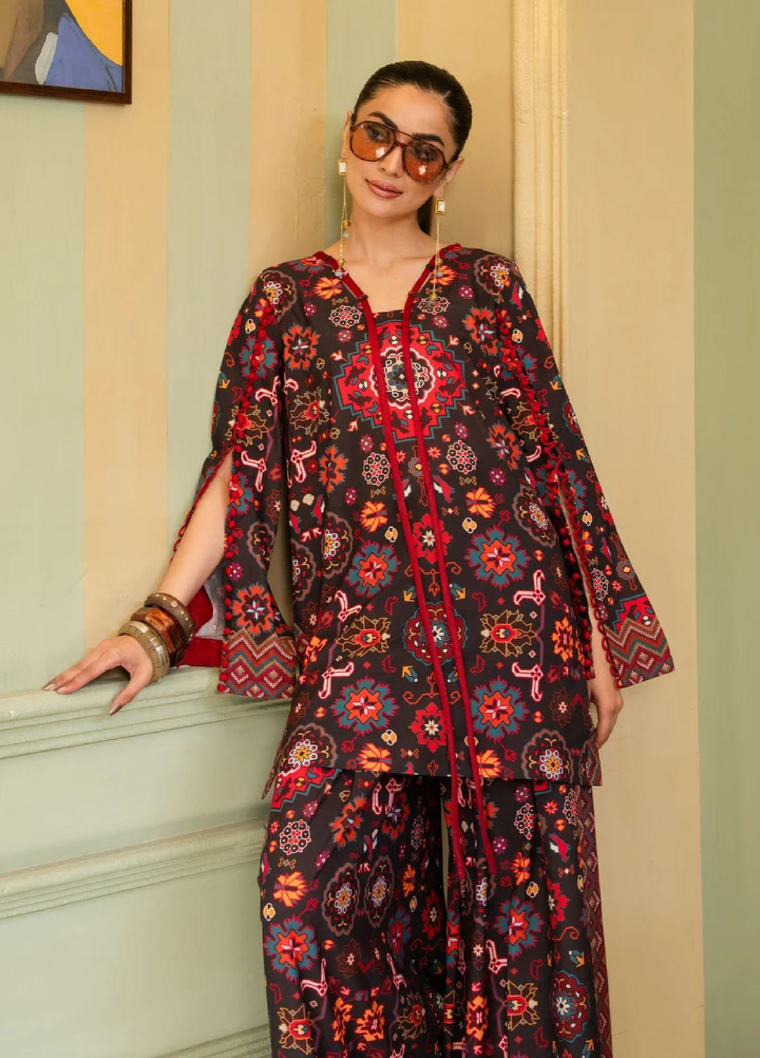 Retro by Maria Osama Khan RTW Printed Grip 3 Piece Suit MOK26PR Eliora - Casual Collection