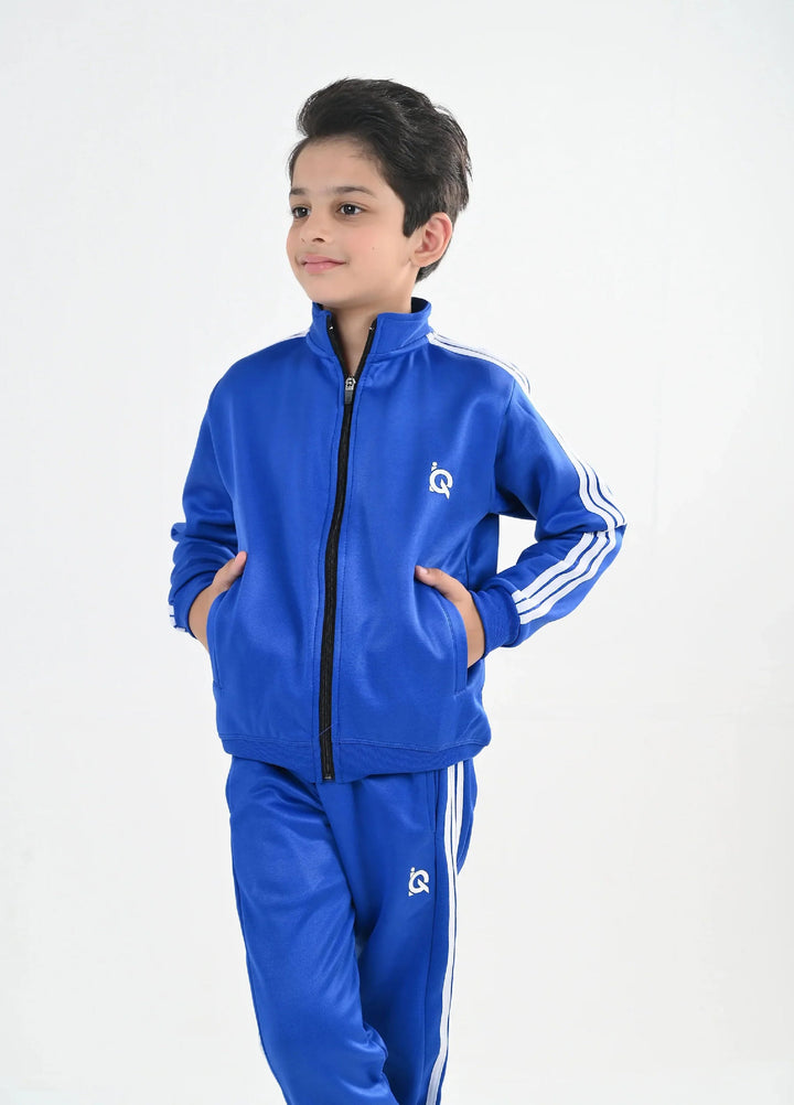 IQ Exclusive Kids Track Suit Fleece 2 PieceElite Blue Tri Line-Unisex Kids - Winter Collection