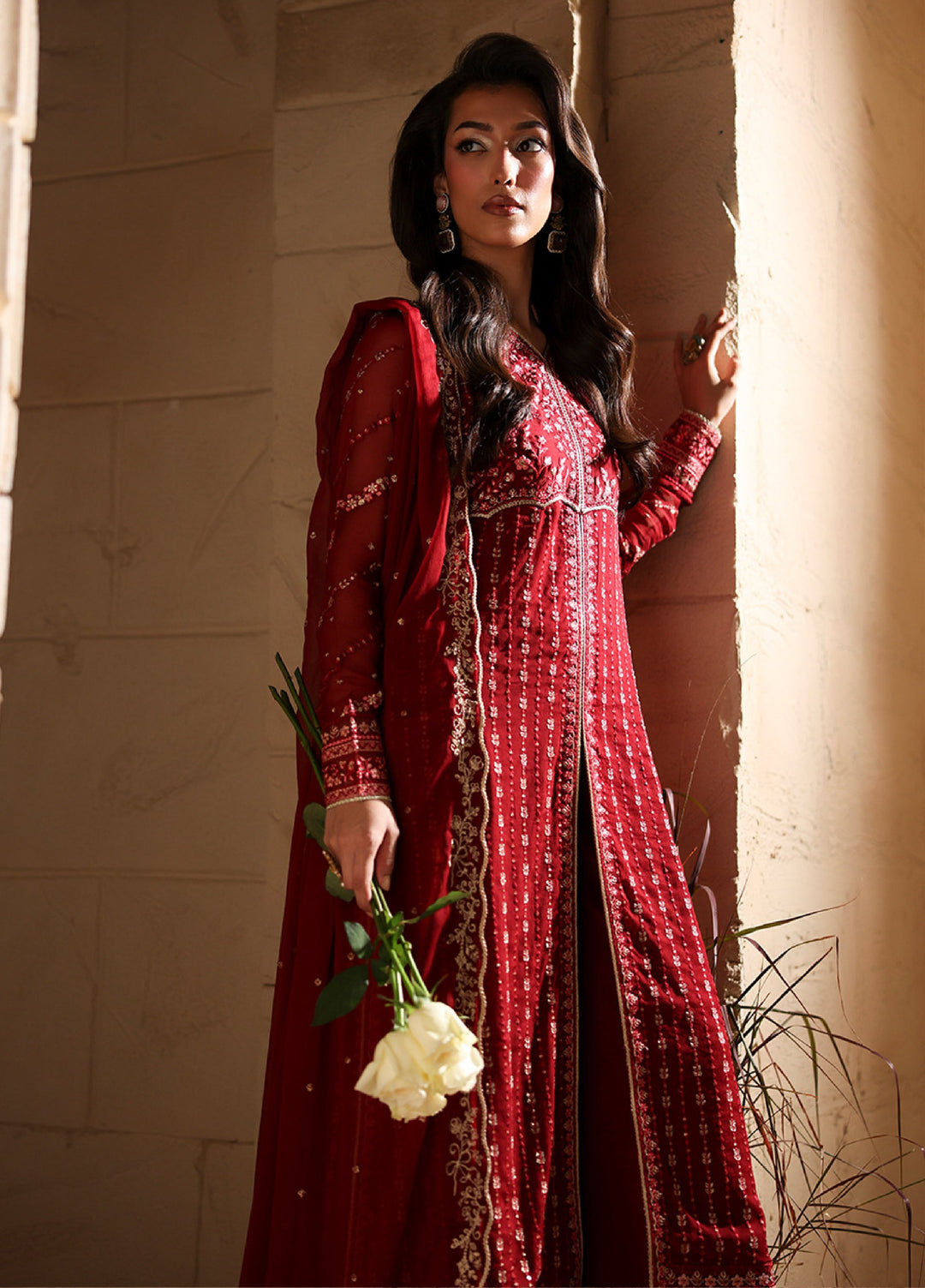 Luxe by Azure Unstitched Chiffon Embroidered Suits 3 Piece AZ25LF Rubrum - Festive Collection