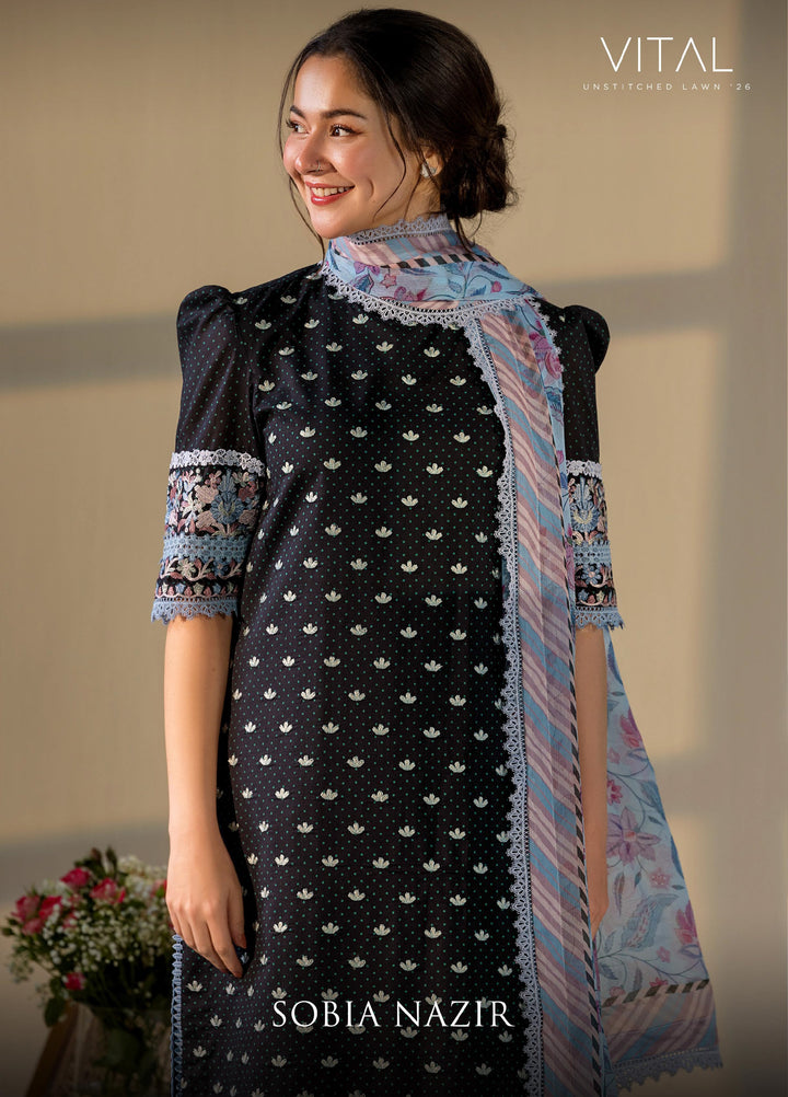 Vital by Sobia Nazir Unstitched Embroidered Lawn 3 Piece Suit SN26UVL 6B - Summer Collection