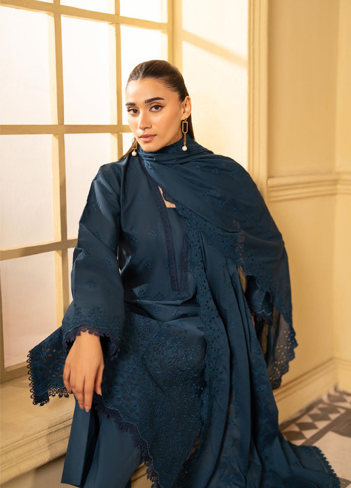 Raha by Rajbari Unstitched Premium Chikankai Embroidered Lawn 3 Piece Suit RB26UCRL D-4 - Summer Collection