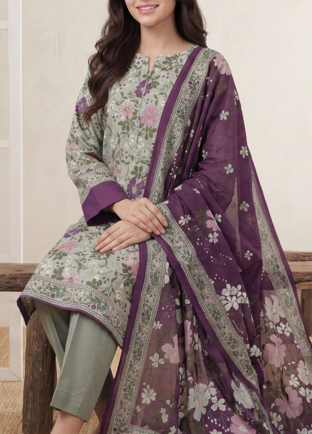 Daman by VS Textiles Unstitched Printed Lawn 3 Piece Suit VS26UDL D-11 842 - Casual Collection