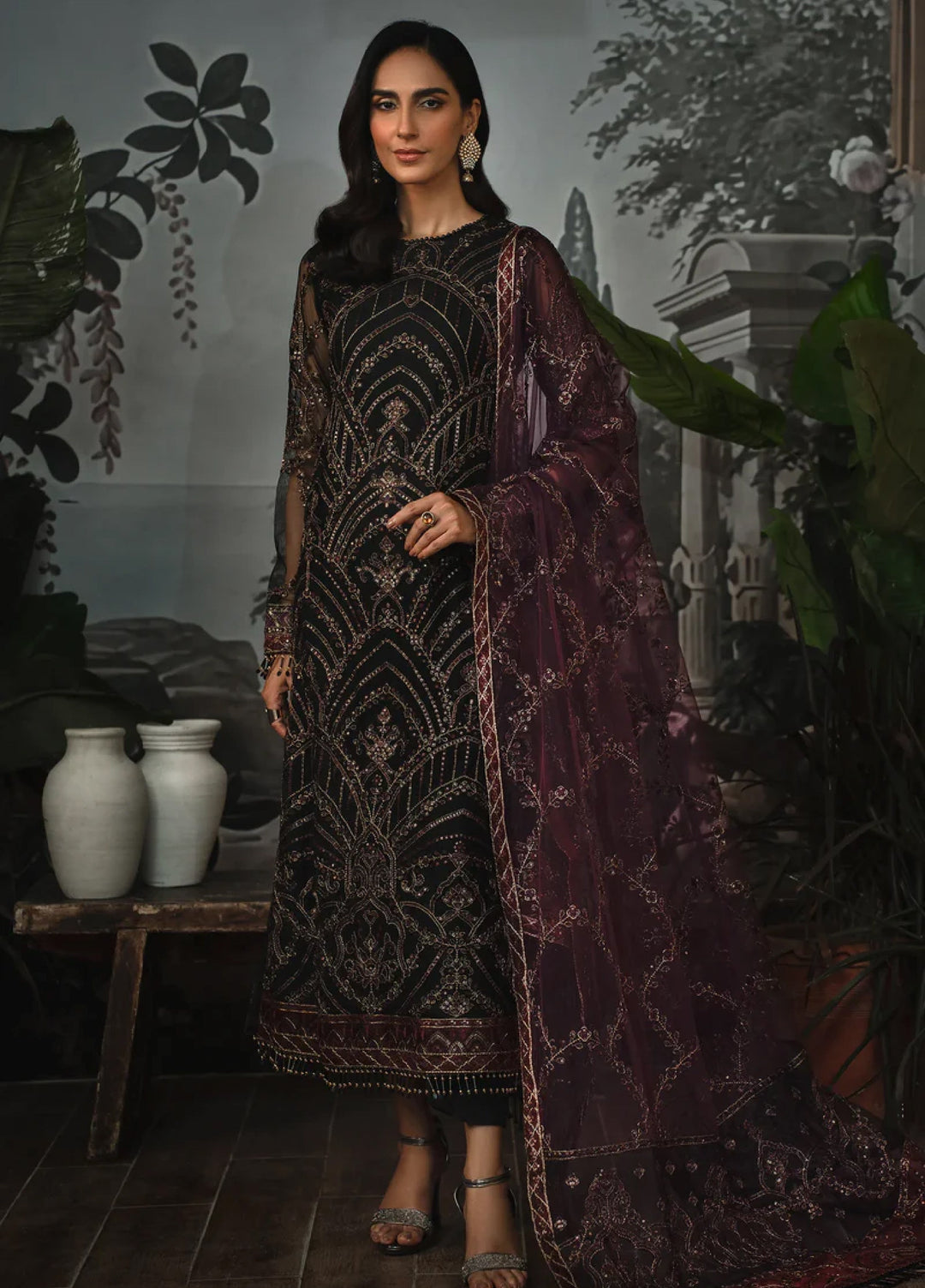 Zarif Women Unstitched Embroidered Net 3 Piece Suit ZR26UFC ZLR 04 NIGHT GLOW - Festive Collection