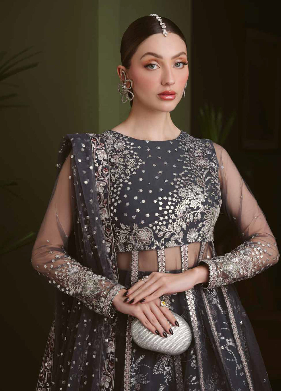 Elaya by Nureh Unstitched Embroidered Net 4 Piece Suit NU26UEF NEL-90 - Festive Collection