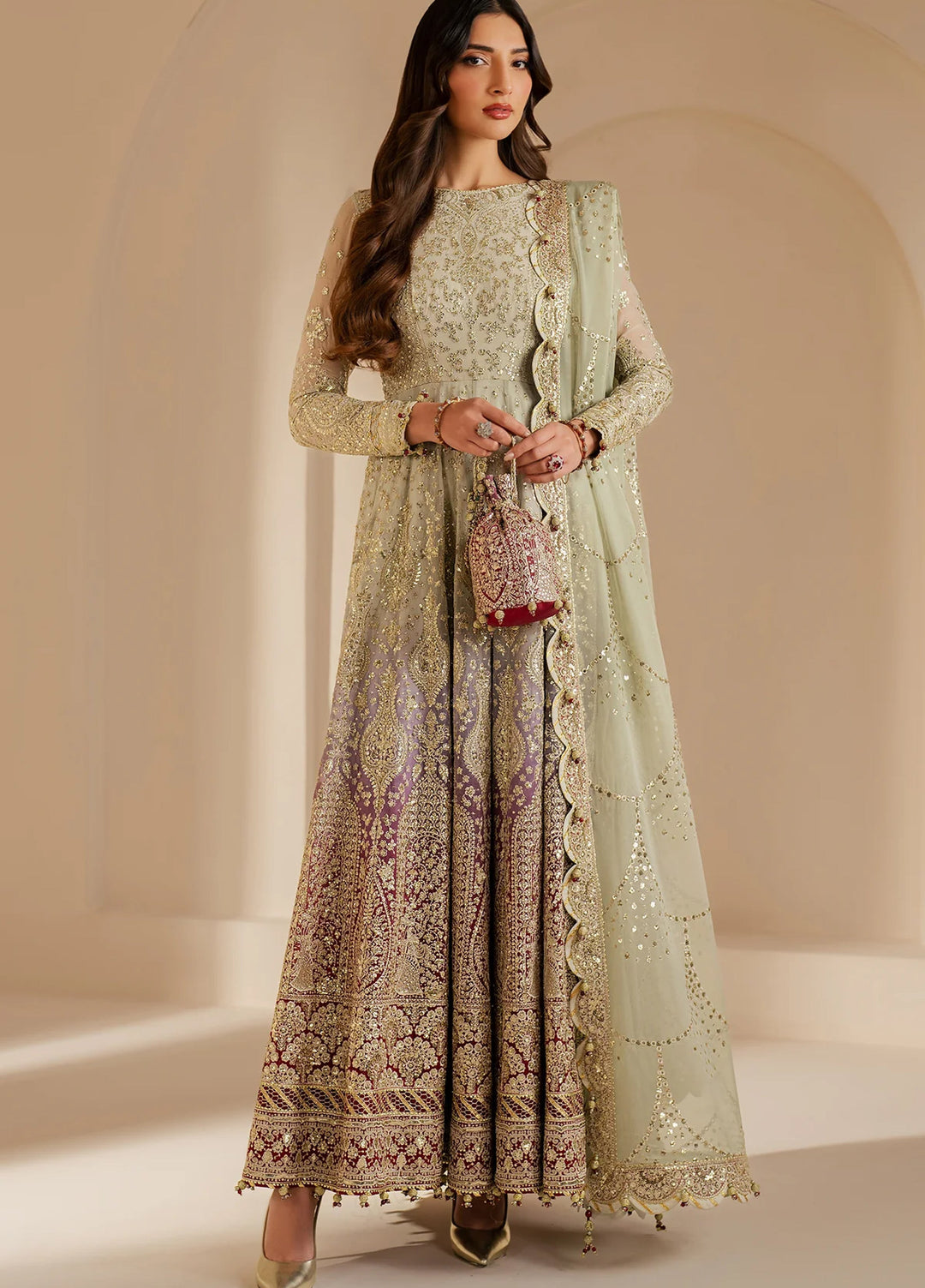 Jazmin Unstitched Chiffon Embroidered Suits 3 Piece JZ25CF JZ-WF25-01 - Festive Collection