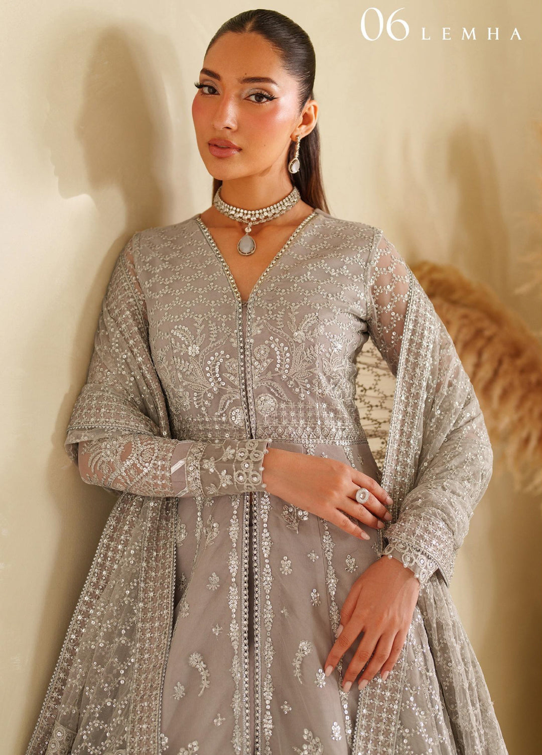 Meesa by Zarif Unstitched Net Embroidered Suits 3 Piece ZR25UF ZRF-ML-06 LEMHA - Winter Collection