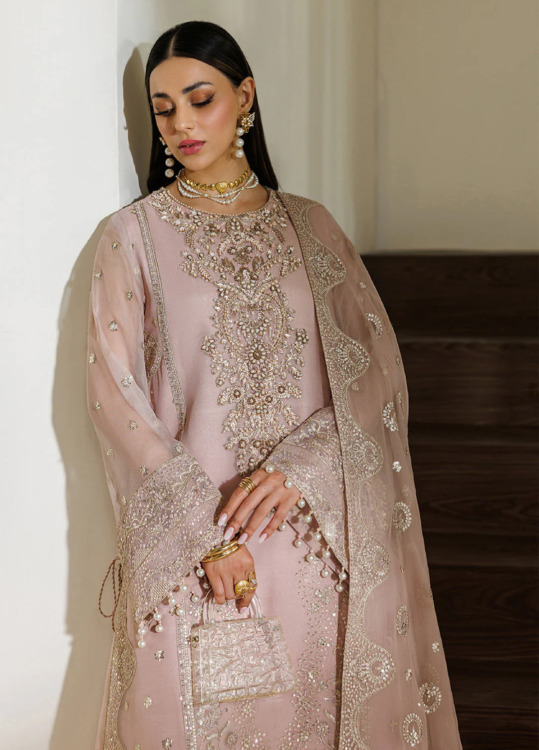 Aymal by Alizeh Fashion Handcrafted Unstitched Embroidered Chiffon 3 Pcs Suit AF26UAC 08-REEF - Festive Collection
