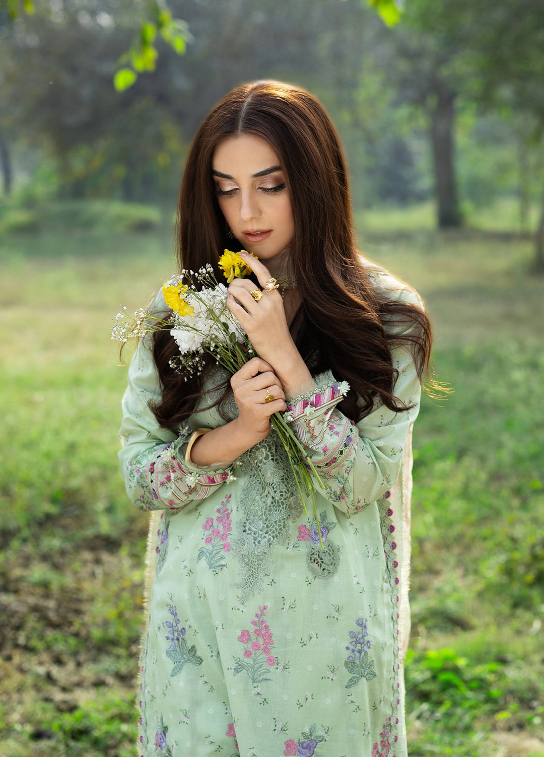 Elaf Premium Chikankari Unstitched Printed Lawn 3 Piece Suit EL26UPC ERC-7B NAHL - Summer Collection