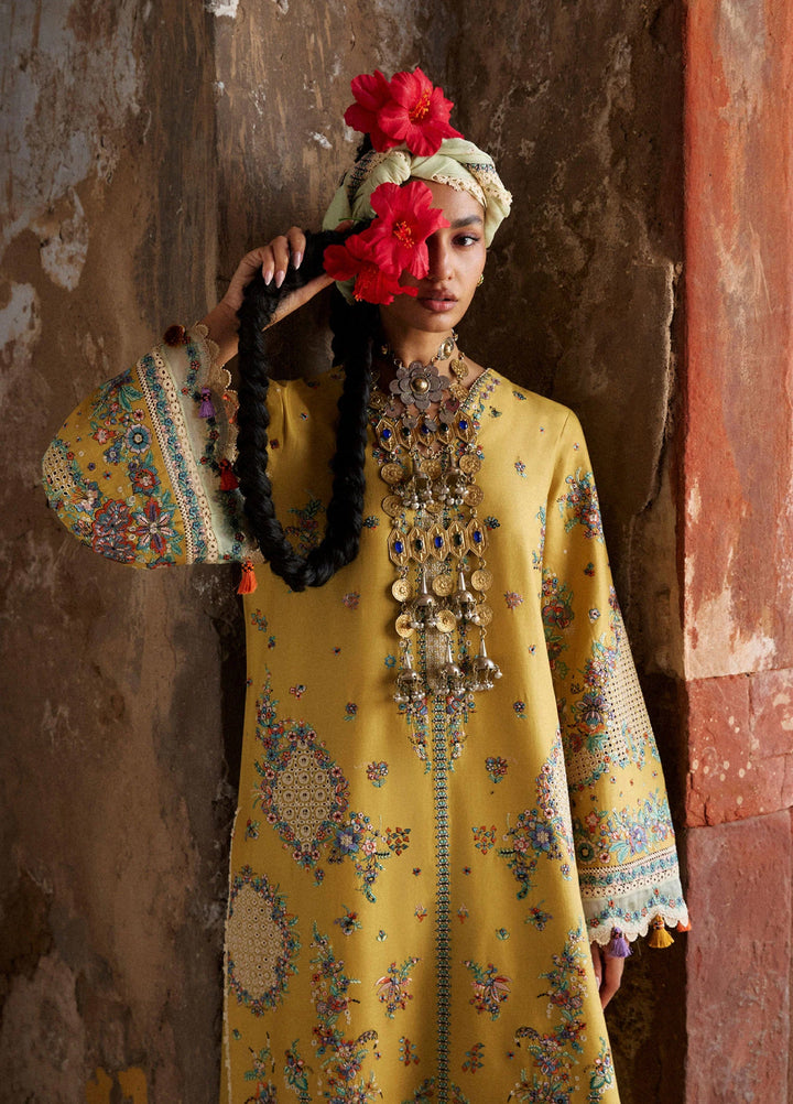 Zan by Hussain Rehar Unstitched Embroidered Lawn 3 Piece Suit HR26UZF Sari D-97 - Festive Collection