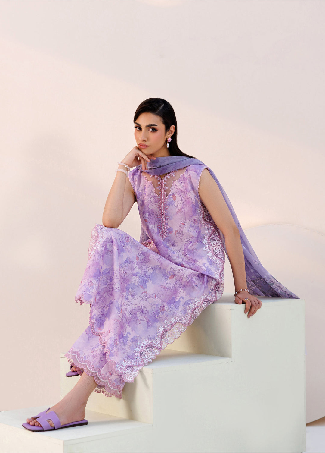 Azzal Unstitched Printed and Embroidered Lawn 3 Piece Suit AZL26UPL AZL-141 - Summer Collection