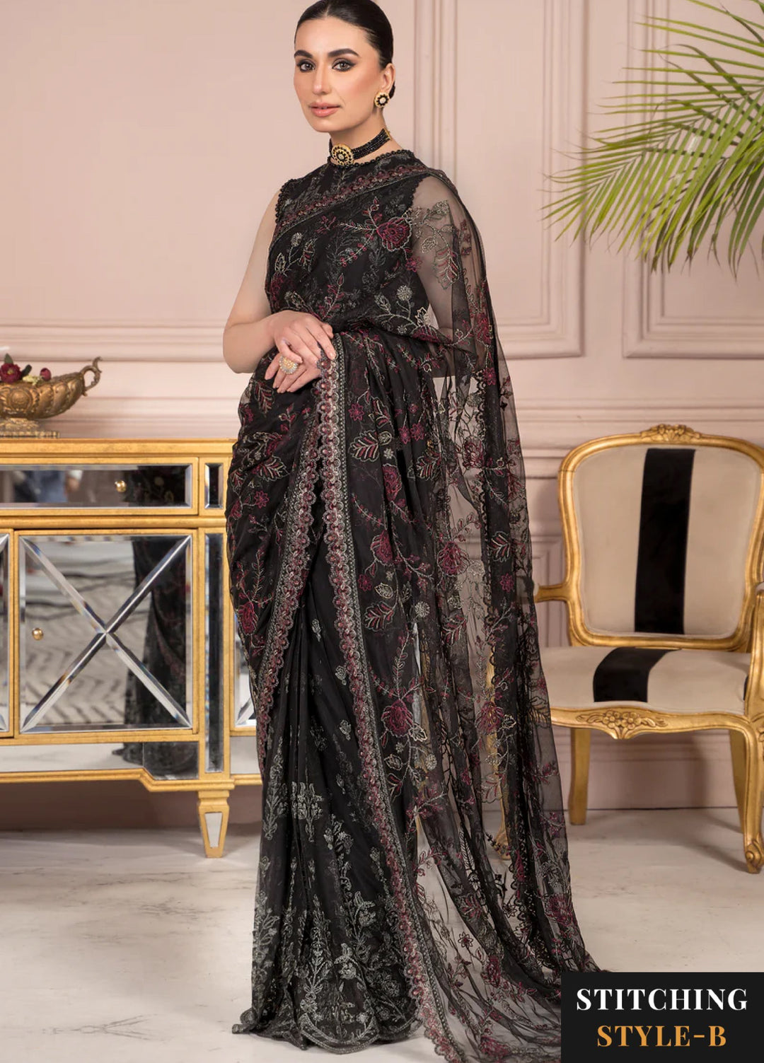 Zarif Women Unstitched Embroidered Net 3 Piece Suit ZR26UFC ZA 03 BLACK AFFAIR - Festive Collection