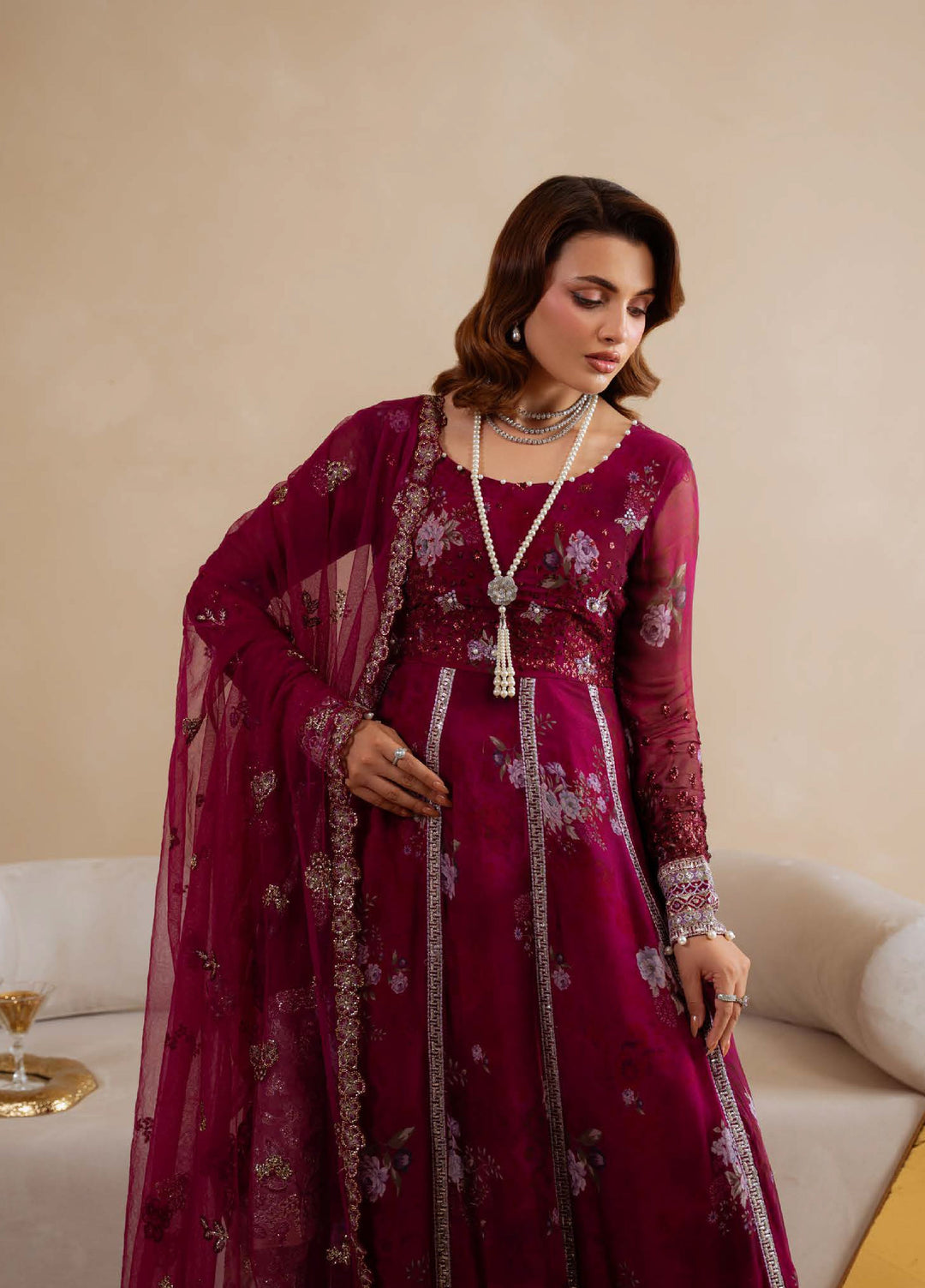Amaya by Nureh Unstitched Luxury Chiffon Embroidered 3 Piece Suit NU26UA AM-31 - Festive Collection