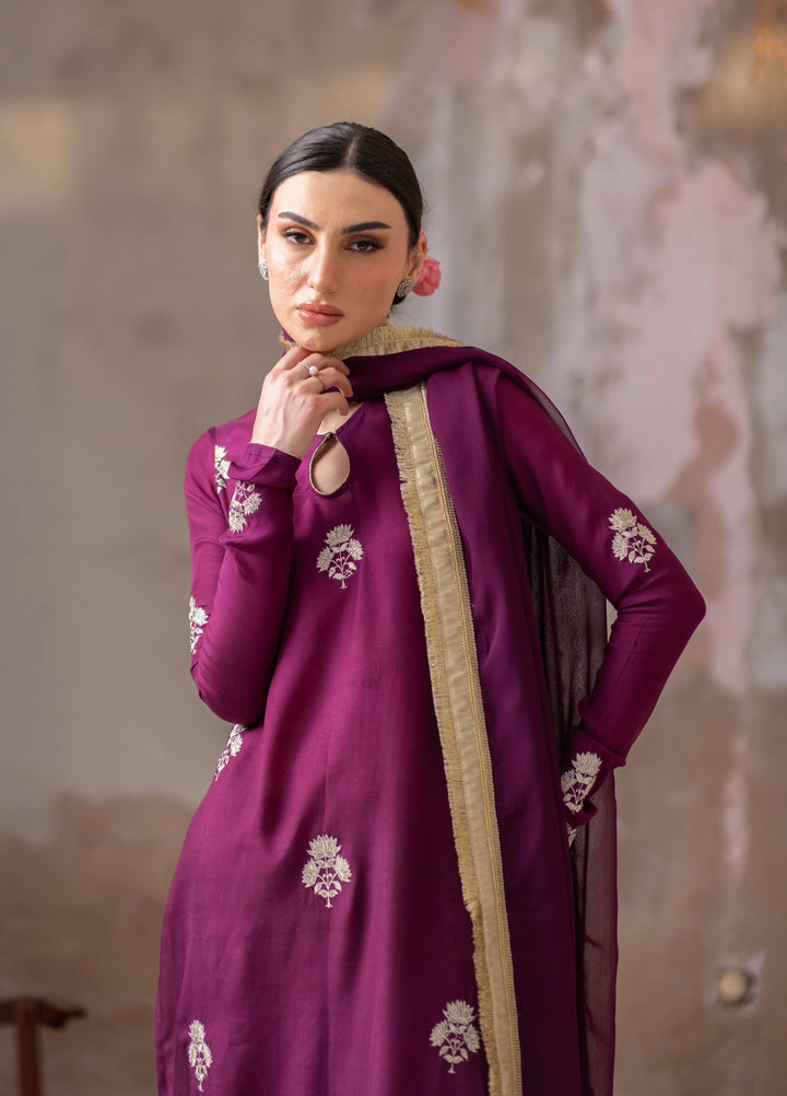 Dareecha by Daak RTW Embroidered Cotton Silk 3 Piece Suit ZKS-P ZARMINA ZKS-P - Festive Collection