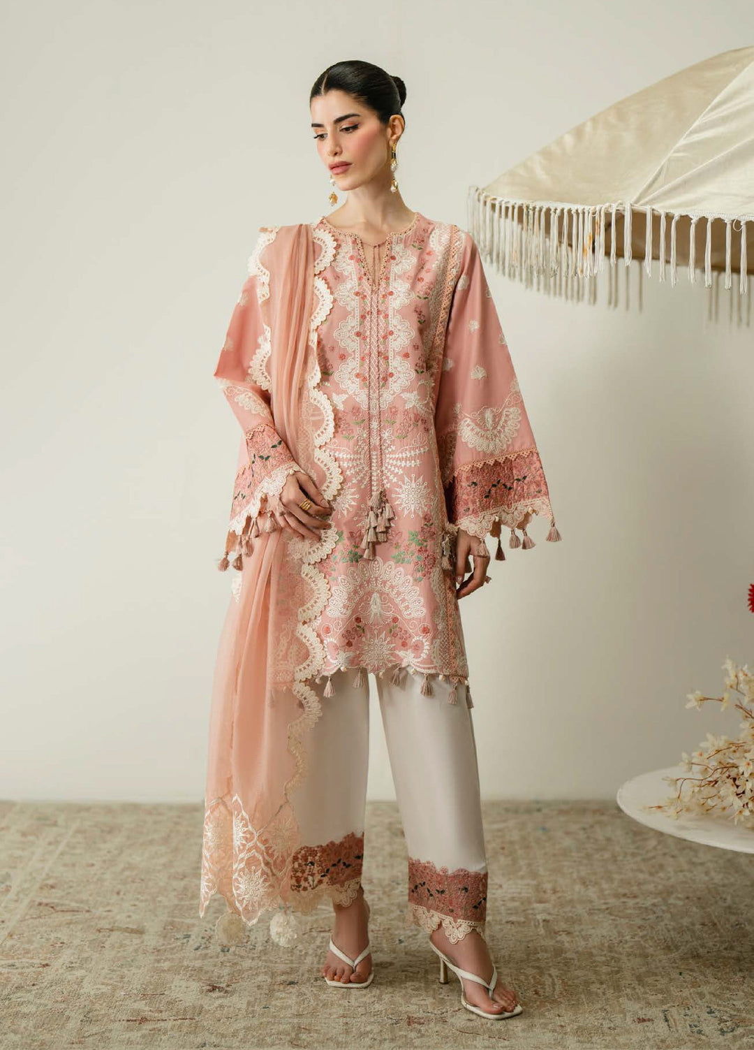 Blooming Flower by Zariya Unstitched Embroidered Lawn 3 Piece Suit ZRY26ULB LUNA ZB-60103 - Festive Collection