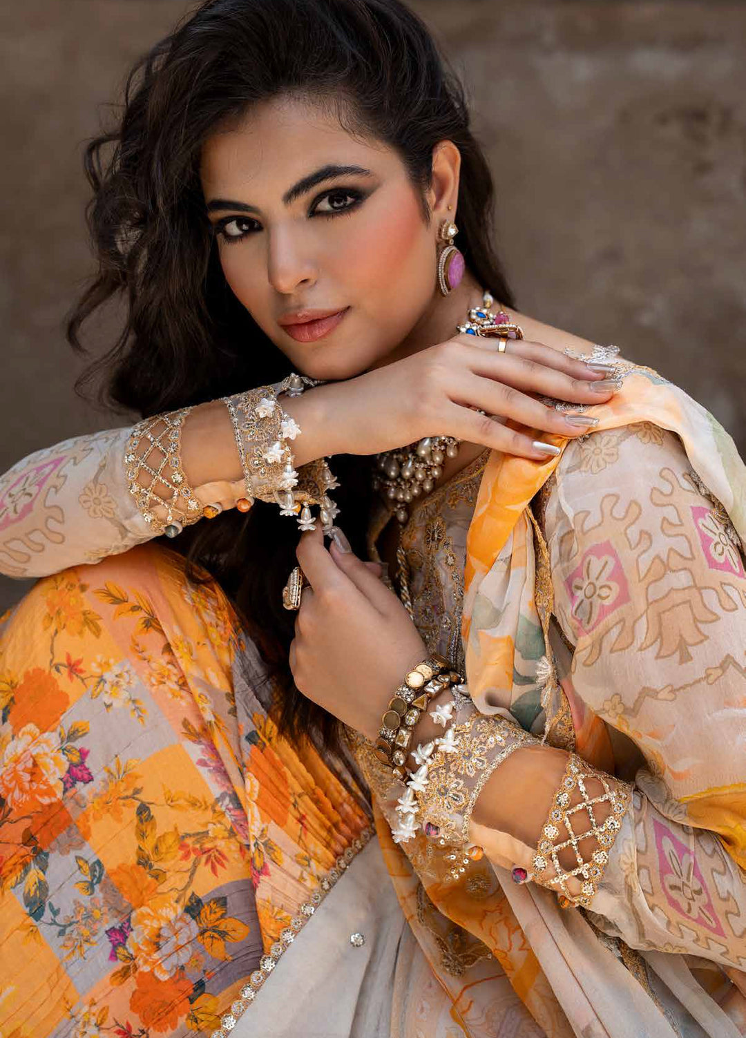 Vasal by Charizma Unstitched Embroidered Chiffon 4 Piece Suit CHR26UVC VSLW6-06 - Festive Collection