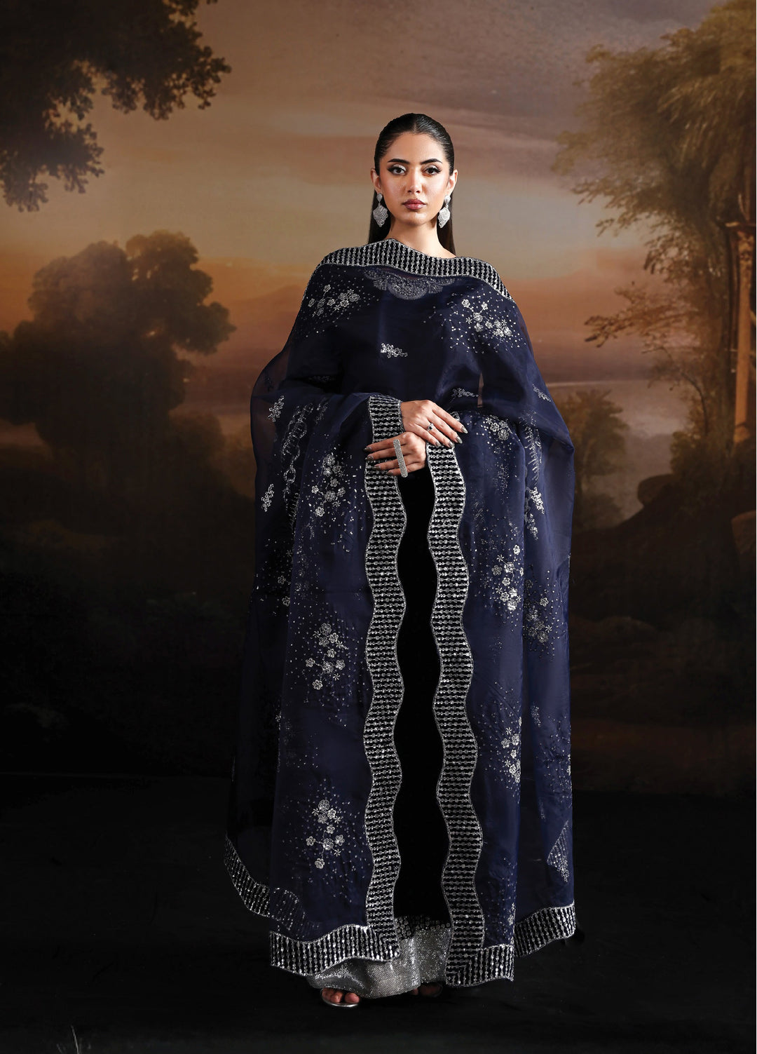 Lamour by Alizeh Fashion Unstitched Velvet Embroidered Suits 3 Piece AFB25LV D-01 Velvetine - Festive Collection