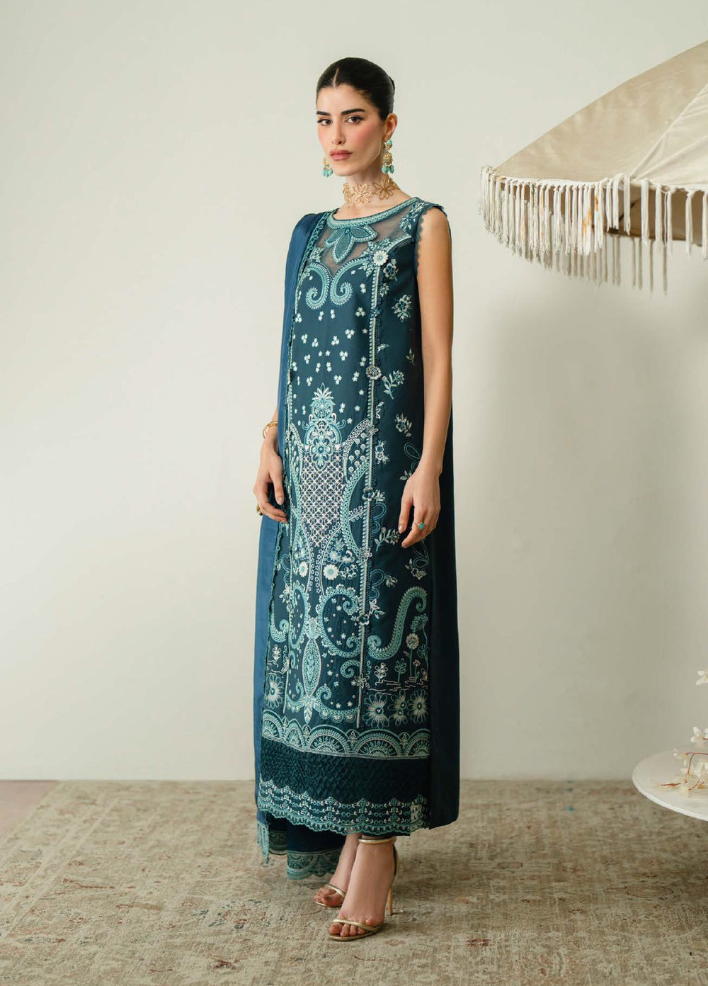 Blooming Flower by Zariya Unstitched Embroidered Lawn 3 Piece Suit ZRY26ULB FAUNA ZB-60101 - Festive Collection