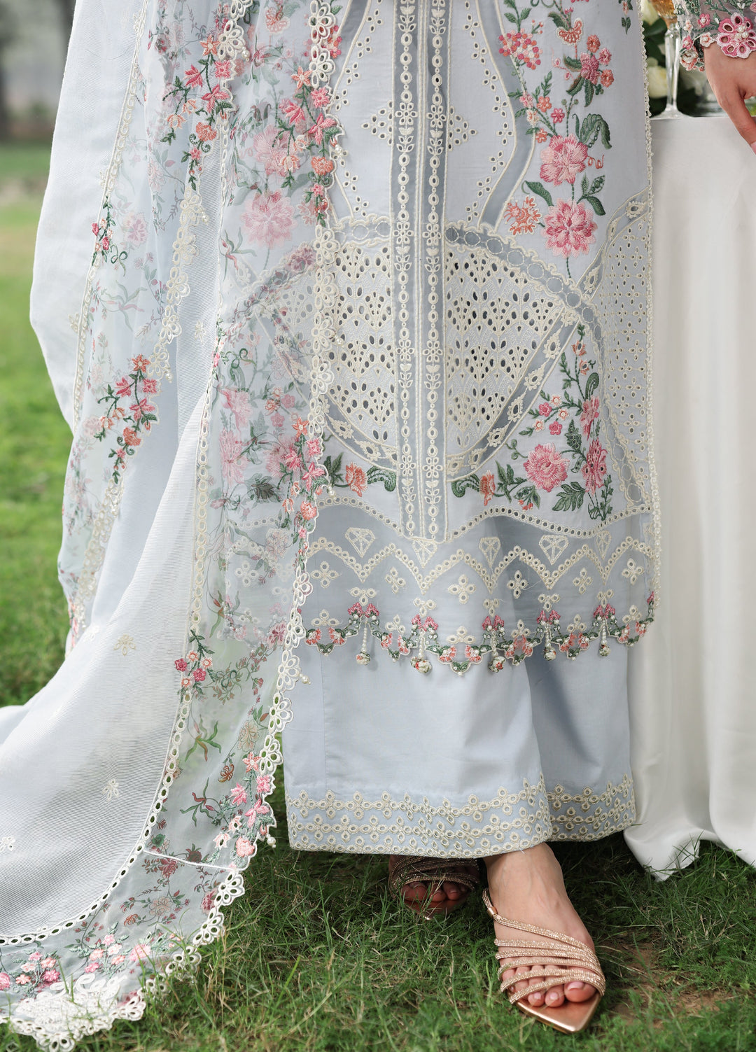 Tales of Petals by Sardinia Unstitched Embroidered Luxury Lawn 3 Pcs Suit SRD26UTP D-7 Morning Sky - Festive
