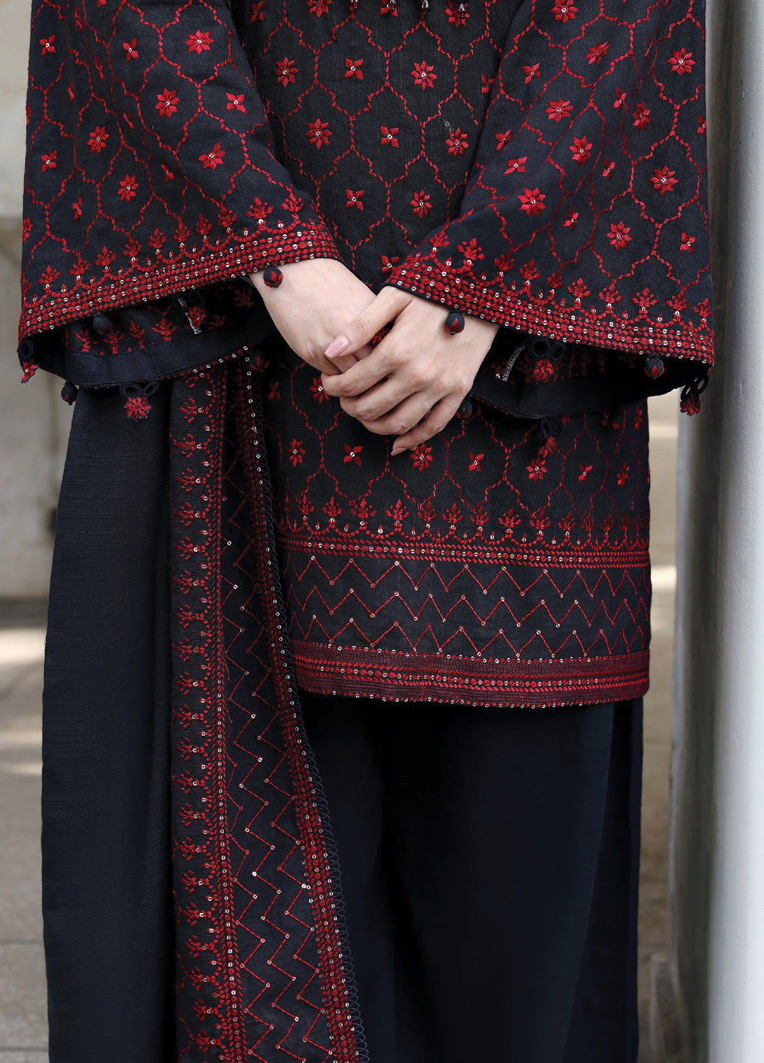 Cross Stitch Unstitched RTS Khaddar Embroidered Suits 3 Piece CS25KW D-02 Garnet Grace - Winter Collection