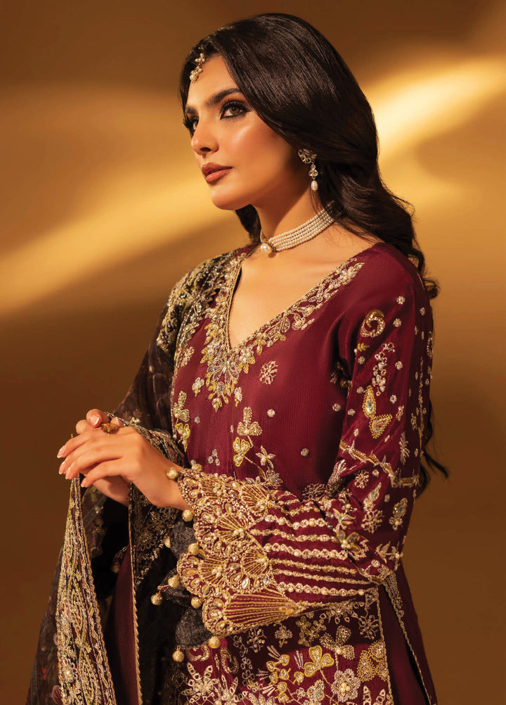 Aylin Unstitched Raw Silk Embroidered Suits 3 Piece AYL25US VIOLET BLOOM - Festive Collection