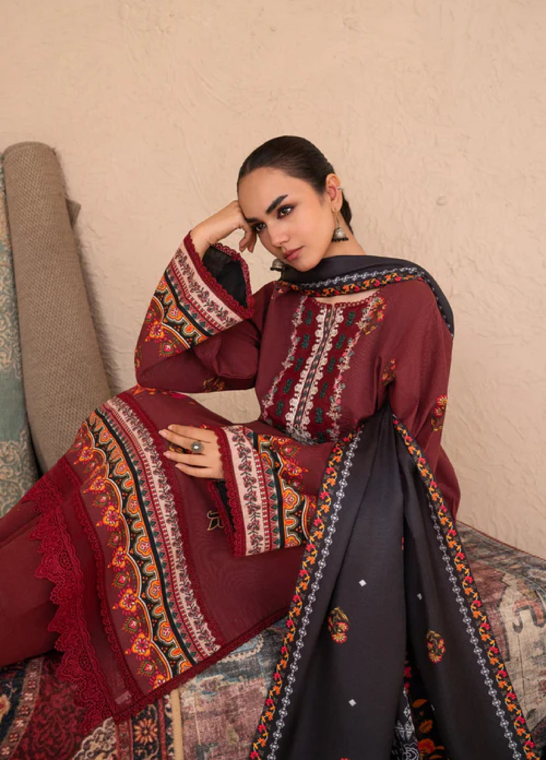 Jugnu by Chandan Nagri Women Pret Embroidered Khaddar 3 Piece Suit Zariya - Winter Collection