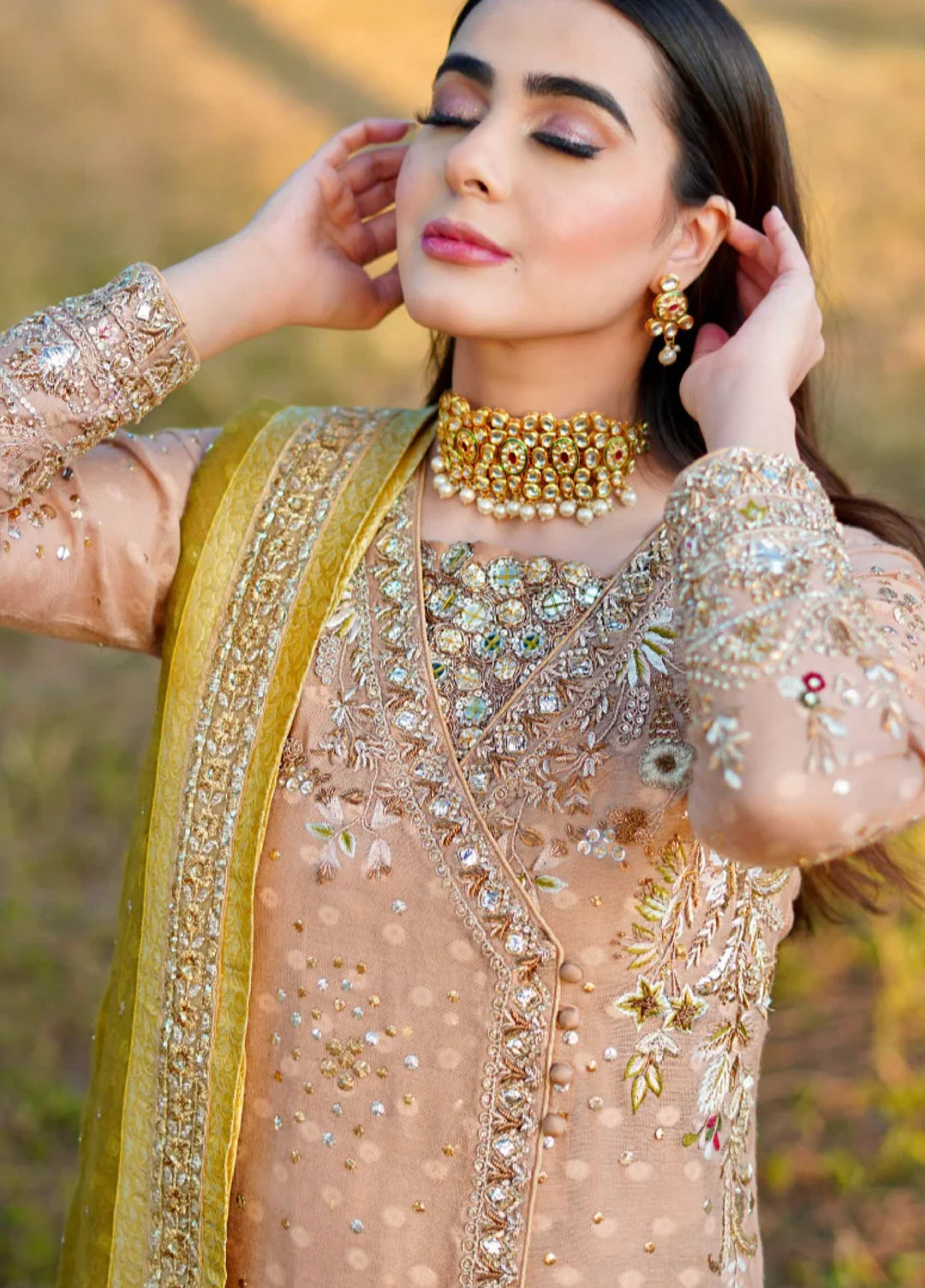 Luxe By Hues Atelier Women Pret 3 Piece Lucknowy Angrakha - Formals Collection