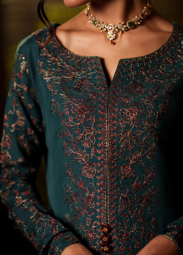Eala by Casuallite RTW Embroidered Silk Viscose 3 Piece Suit CL26PSEA 07 AZURE NOIR - Festive Collection