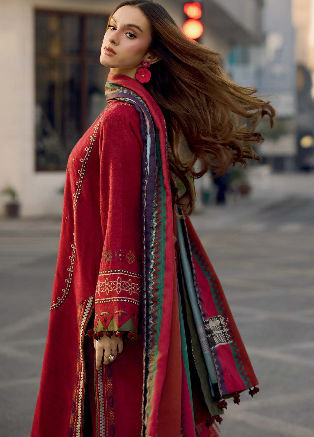 Poshima by Charizma Unstitched Embroidered Peach Leather Suits 3 Piece CHR26PU PSW5-29 - Winter Collection