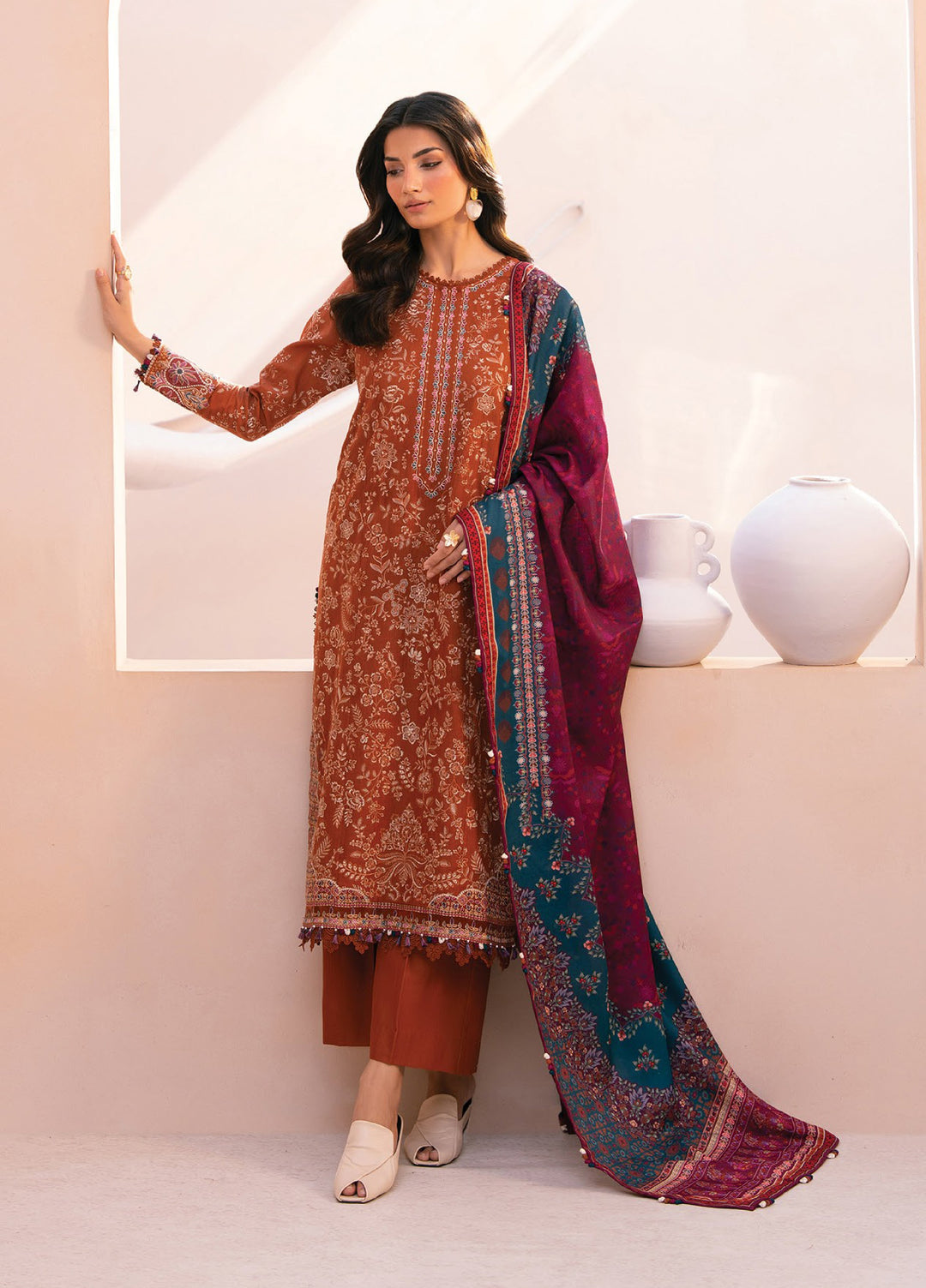Rang e Khizaan by Xenia Unstitched Khaddar Embroidered Suits 3 Piece XE25SW D-07 SALIAH - Winter Collection