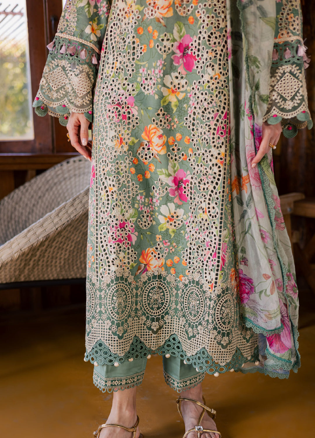 Shezlin by Aabyaan Unstitched Embroidered Chikankari 3 Piece Suit ABY26UCS AURA - Eid Collection
