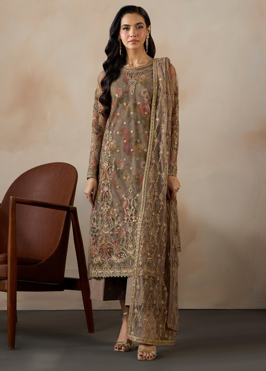 Fasana by Zarif Unstitched Embroidered Net 3 Piece Suit ZR26UF ZRF-PE-02 Dilaab - Festive Collection